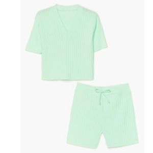 Knit Ribbed Shorts Lounge Set